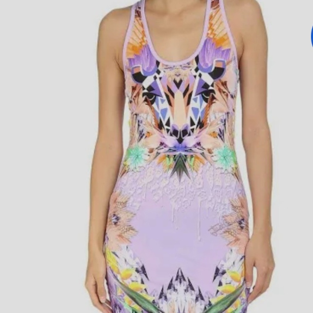 Beautiful Just Cavalli Purple and Orange Midi Dress